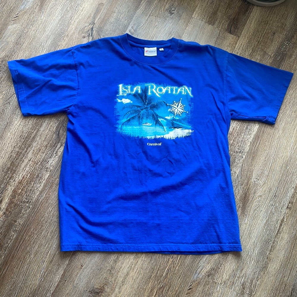 🎡 Carnival Cruise Isla Roatan Honduras Graphic T Shirt Blue Men’s Large